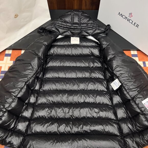 Moncler Women's Shiny Black Long Puffer Jacket - Picture 4 of 9